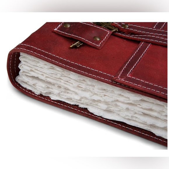 Wanderings Burgundy Leather Watercolor Journal - Picture 2 of 9